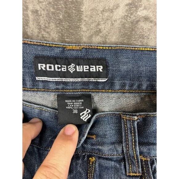 Rocawear logo Jeans Pants Denim medium Blue Mens 38 Hip Hop Skater - Picture 4 of 9